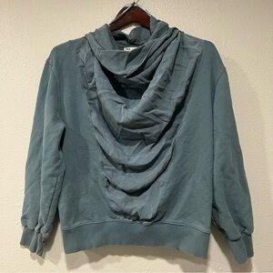 Zara Draped Cowl Neck Sweatshirt Size Small Women’s Blue Gray Long Sleeve EUC